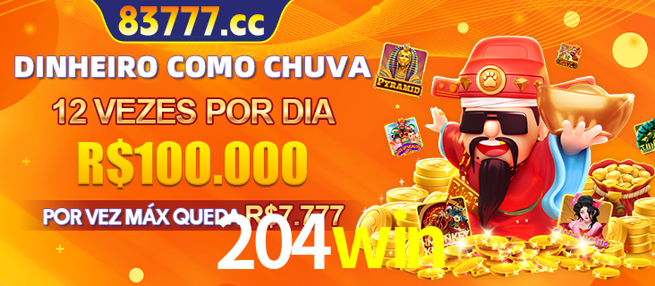 Banner do programa de recompensas Recomende para amigos do 204win, detalhando os bônus por convidar amigos, com prêmios que chegam a R$288.888.
