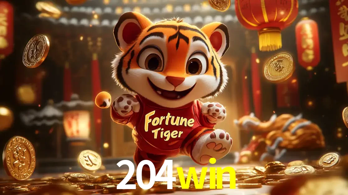 O alegre personagem do Fortune Tiger correndo sobre um caminho de moedas de ouro, simbolizando os grandes prêmios e a diversão do popular jogo de slot do 204win.