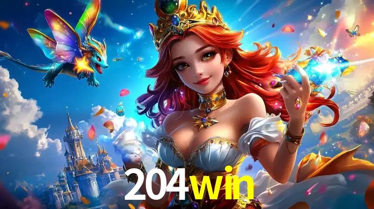 A princesa de um reino de fantasia mágico, com seu pequeno dragão, apresentando um mundo de prêmios encantados nos jogos de caça-níqueis do cassino 204win.